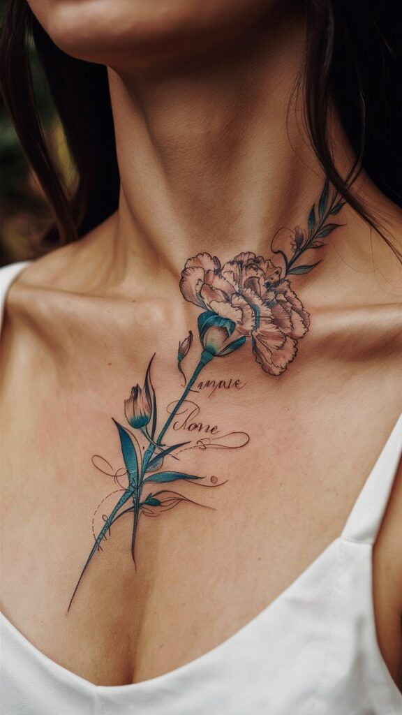 january birth flower tattoo with name