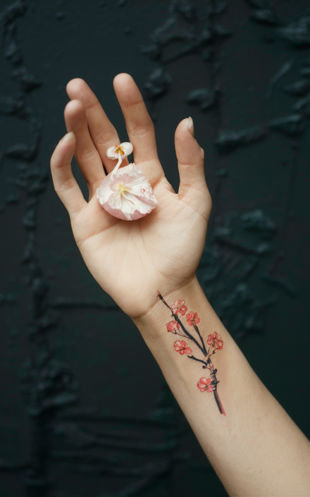 Japanese cherry blossom tattoo sleeve