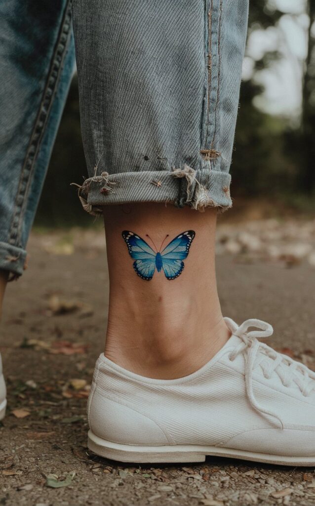 Blue butterfly tattoo small