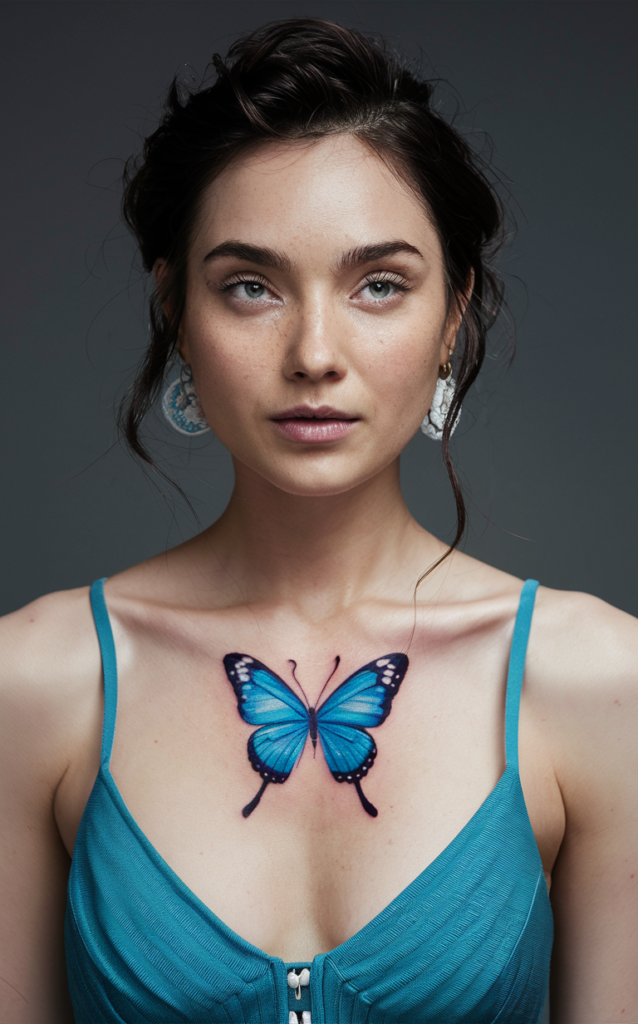 blue butterfly tattoo female