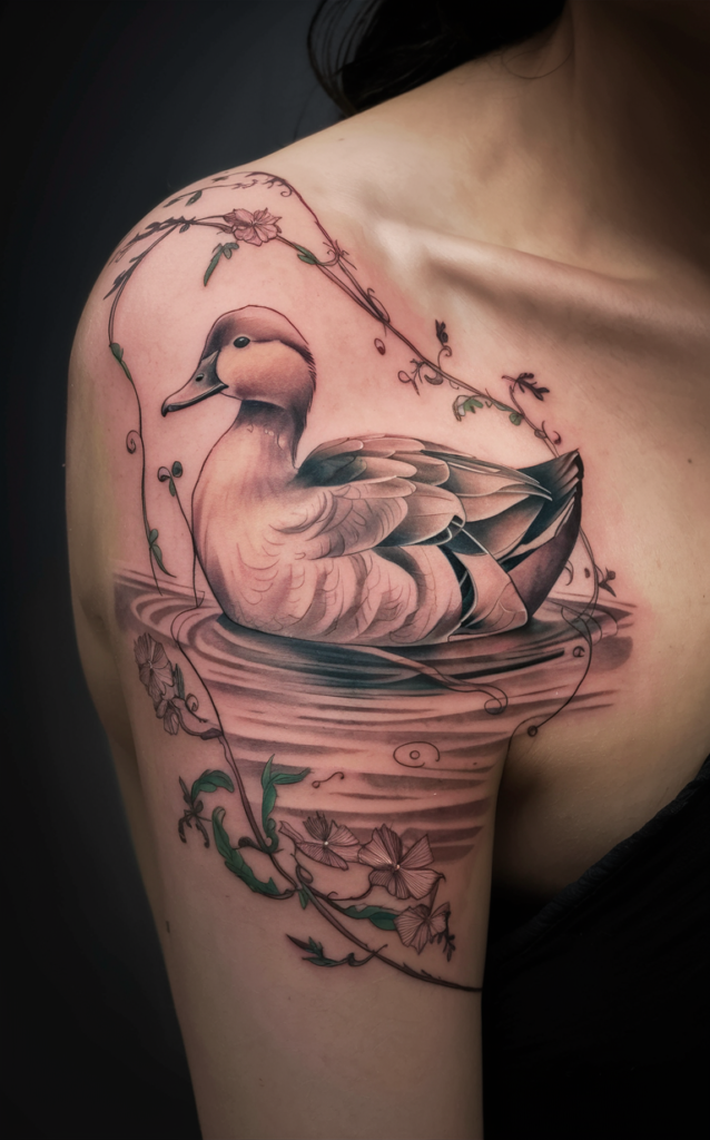 rubber duck tattoo black and white