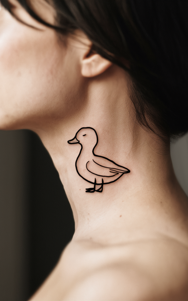 rubber duck tattoo black and white