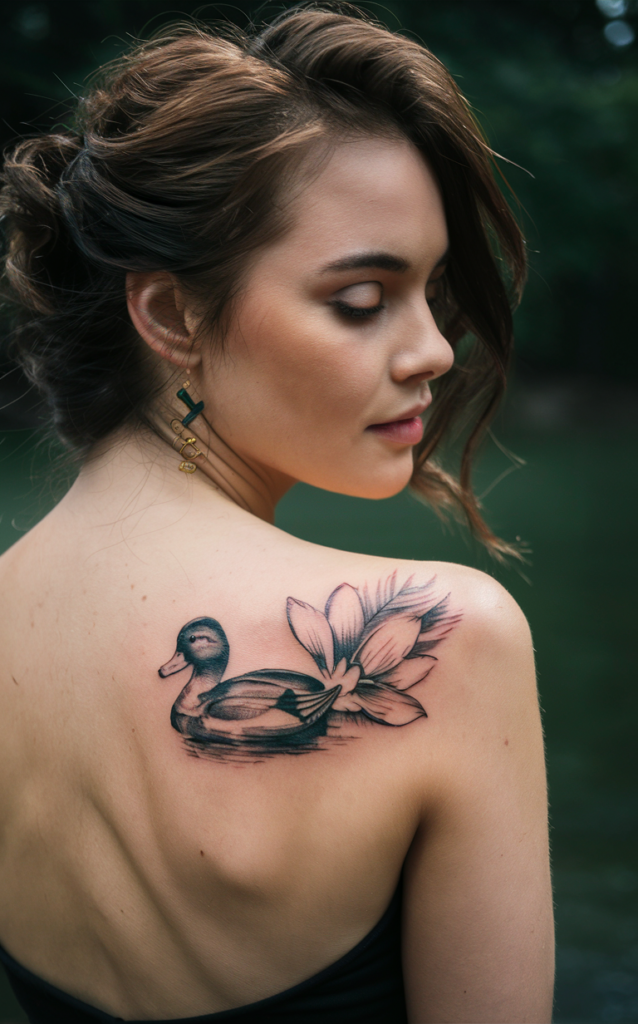 rubber duck tattoo black and white