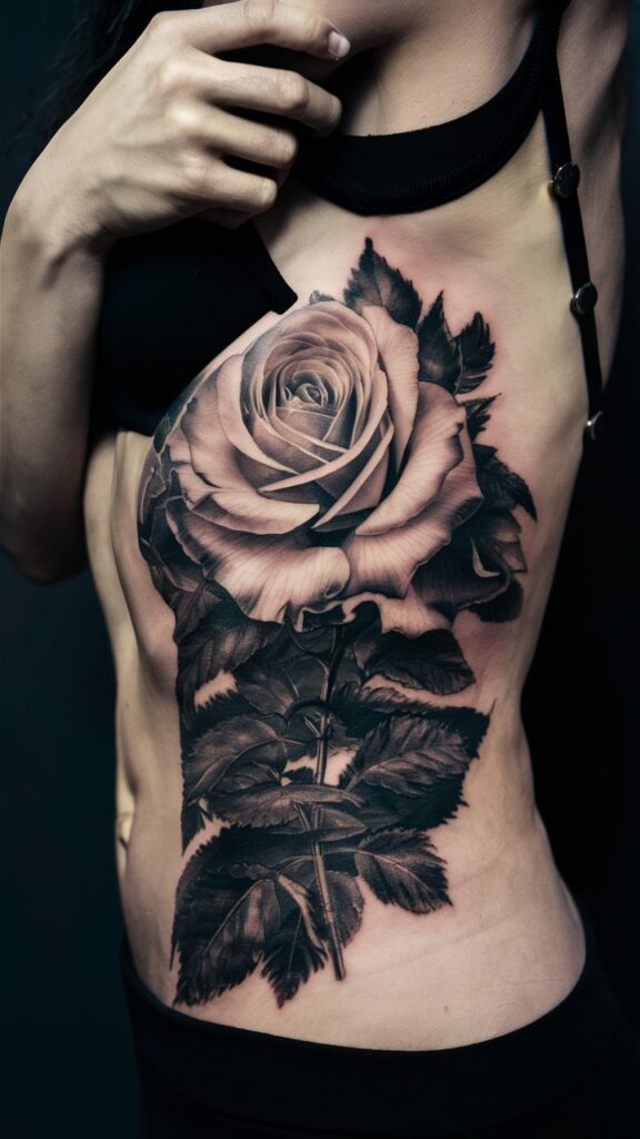 june birth flower tattoo black and white