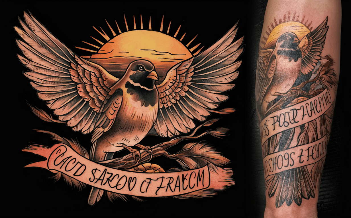 Bold Sparrow Tattoo