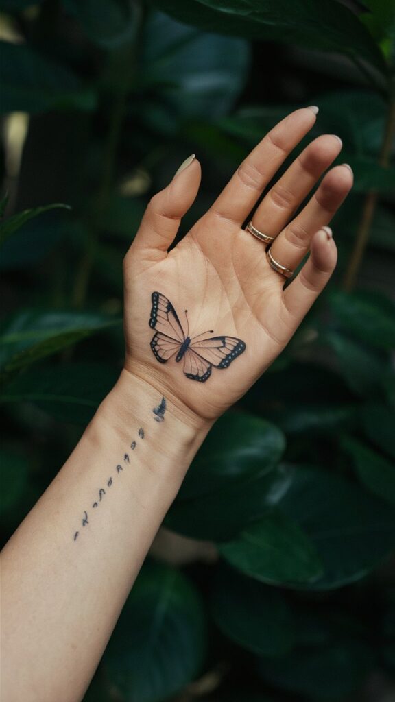 Butterfly hand tattoo female