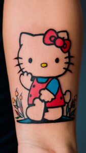 Hello kitty tattoos small - hello kitty tattoos for females - Hello kitty tattoos simple - Hello kitty tattoos ideas - hello kitty tattoo black and white