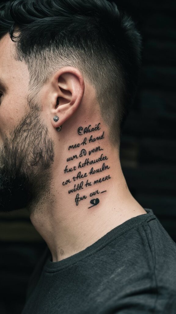 behind ear tattoo male words