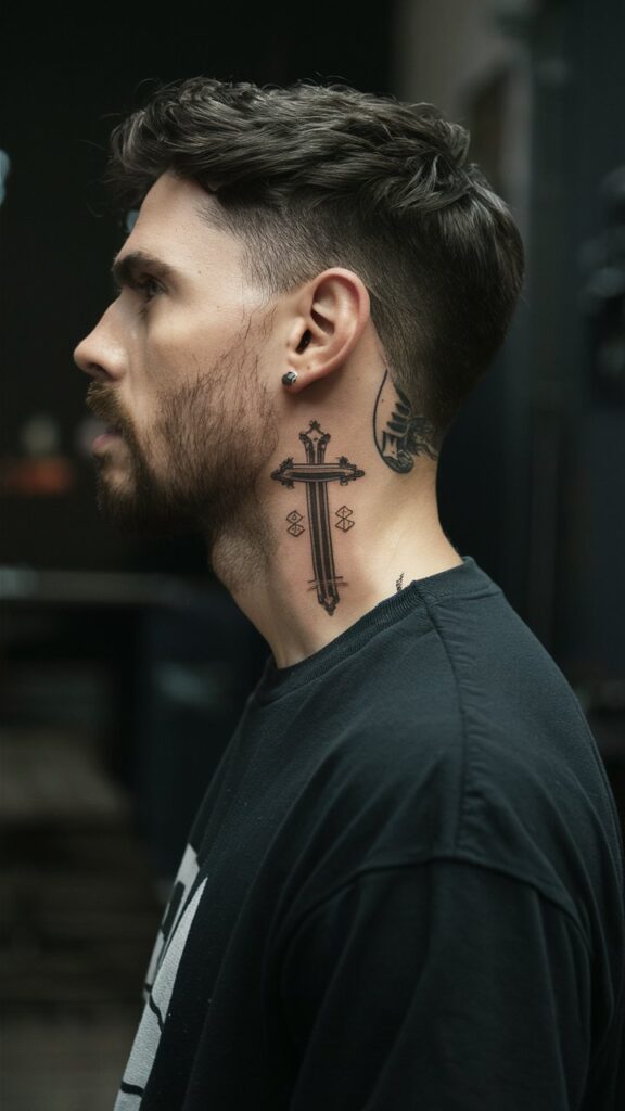 cross tattoo behind ear meaning