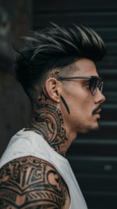 behind ear neck tattoo male