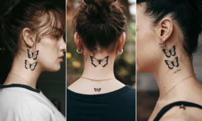 Neck Butterfly Tattoo For female