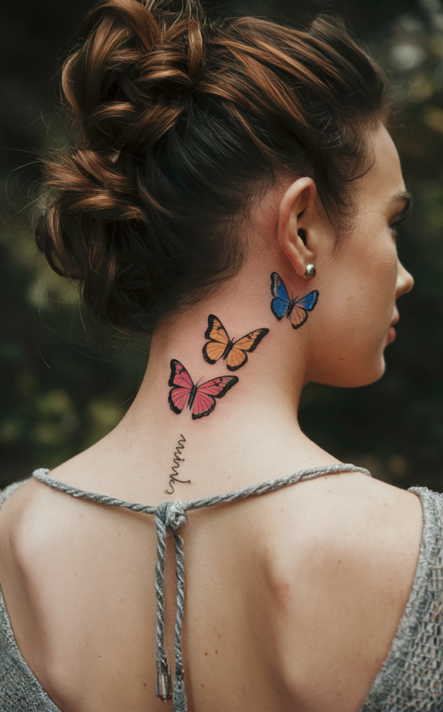 butterfly neck tattoo female