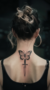 butterfly neck tattoo female
