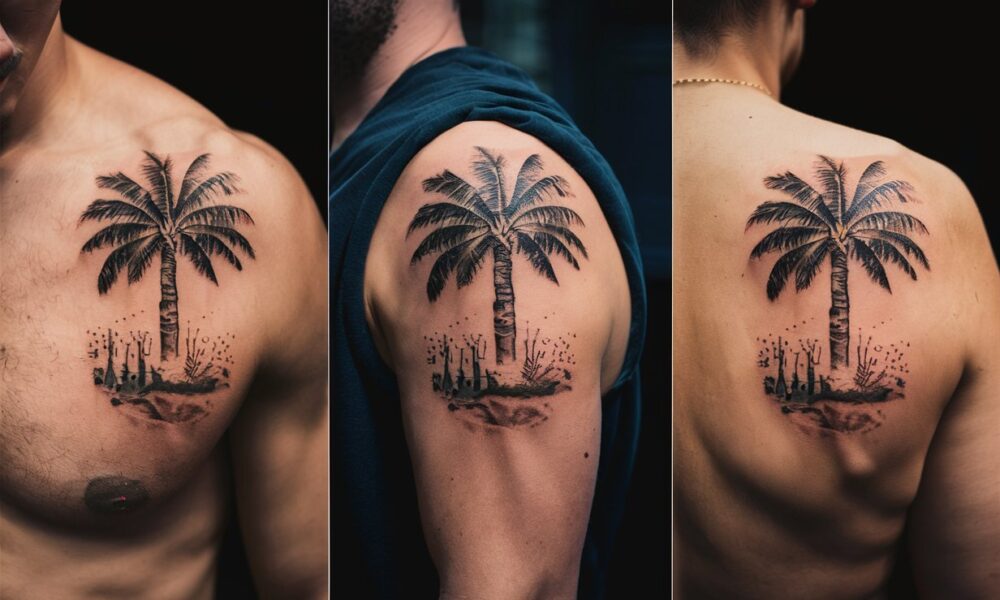 palm tree tattoo male ideas