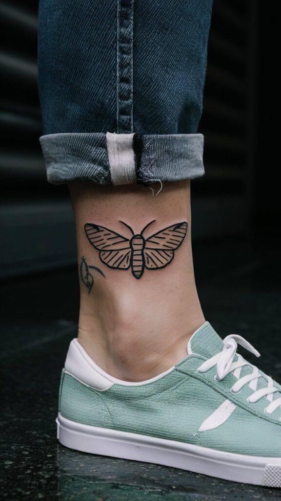 Trad moth tattoo small