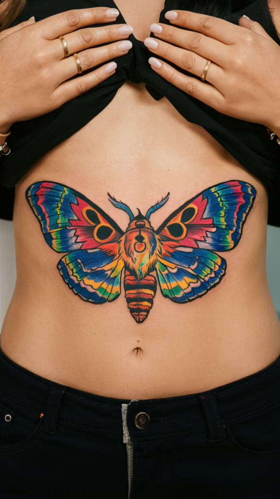 neo traditional moth tattoo