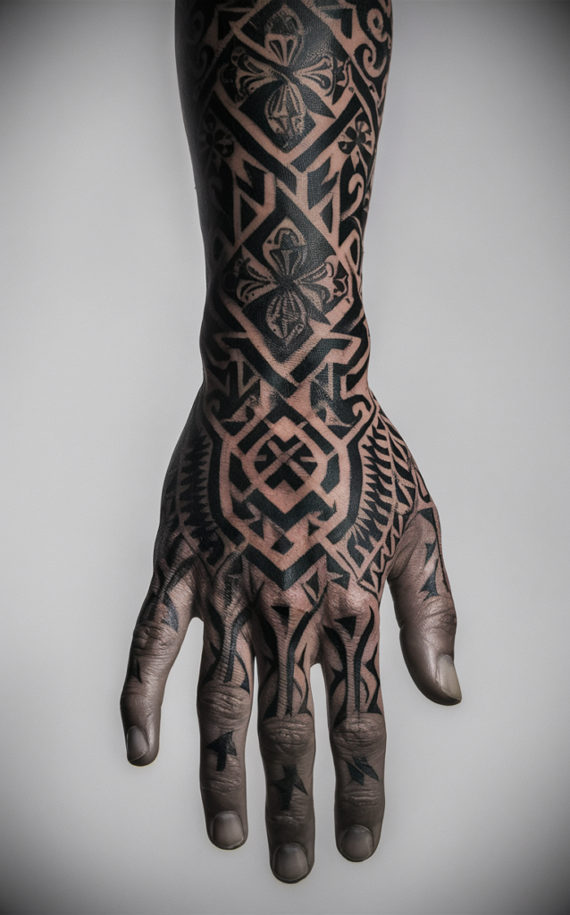 traditional hand tattoo black and grey