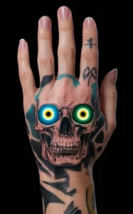 Hand skull tattoos for guys - Hand skull tattoo meaning - skull hand tattoo drawing - skull hand tattoo designs - skull tattoo on hand girl - small skull tattoo on hand